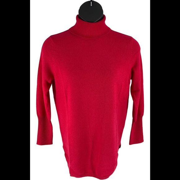 Soft by Naadam 100% Cashmere Turtle Neck Curved Hem Sweater PersianRed - Regular - Picture 1 of 2